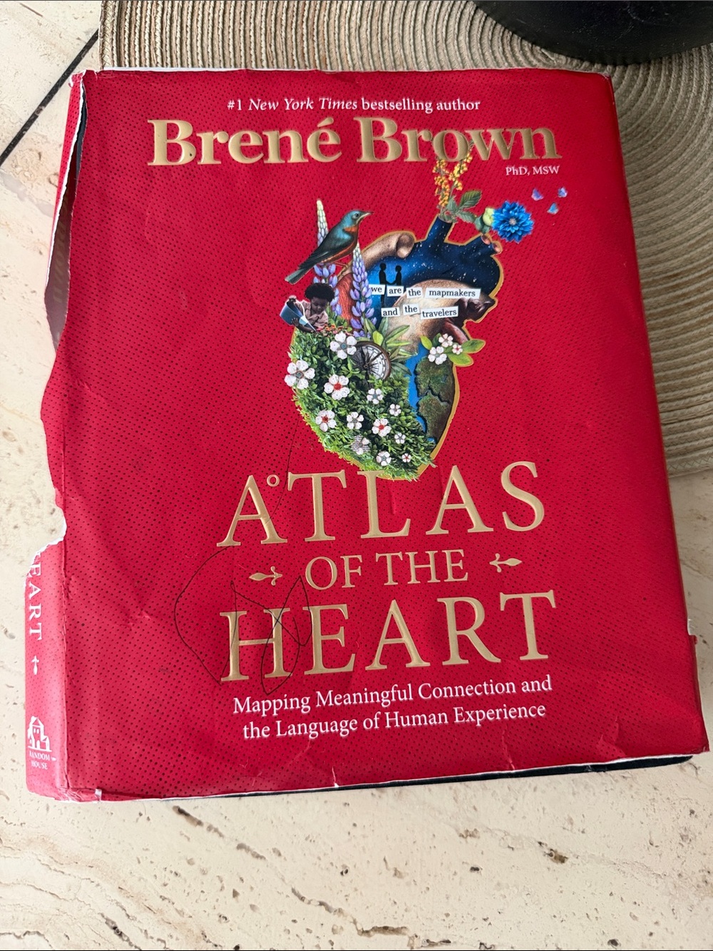 Atlas of the Heart - Red Hardcover by Brene Brown Sleeve ripped